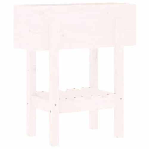 vidaXL White Garden Planter made of Solid Untreated Pine Wood, W/D/H: 62 x 30 x 69 cm