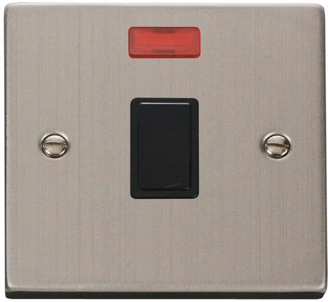 SE HOME Modern Black and Silver Stainless Steel Surface Mount 1 Gang 20A DP Switch