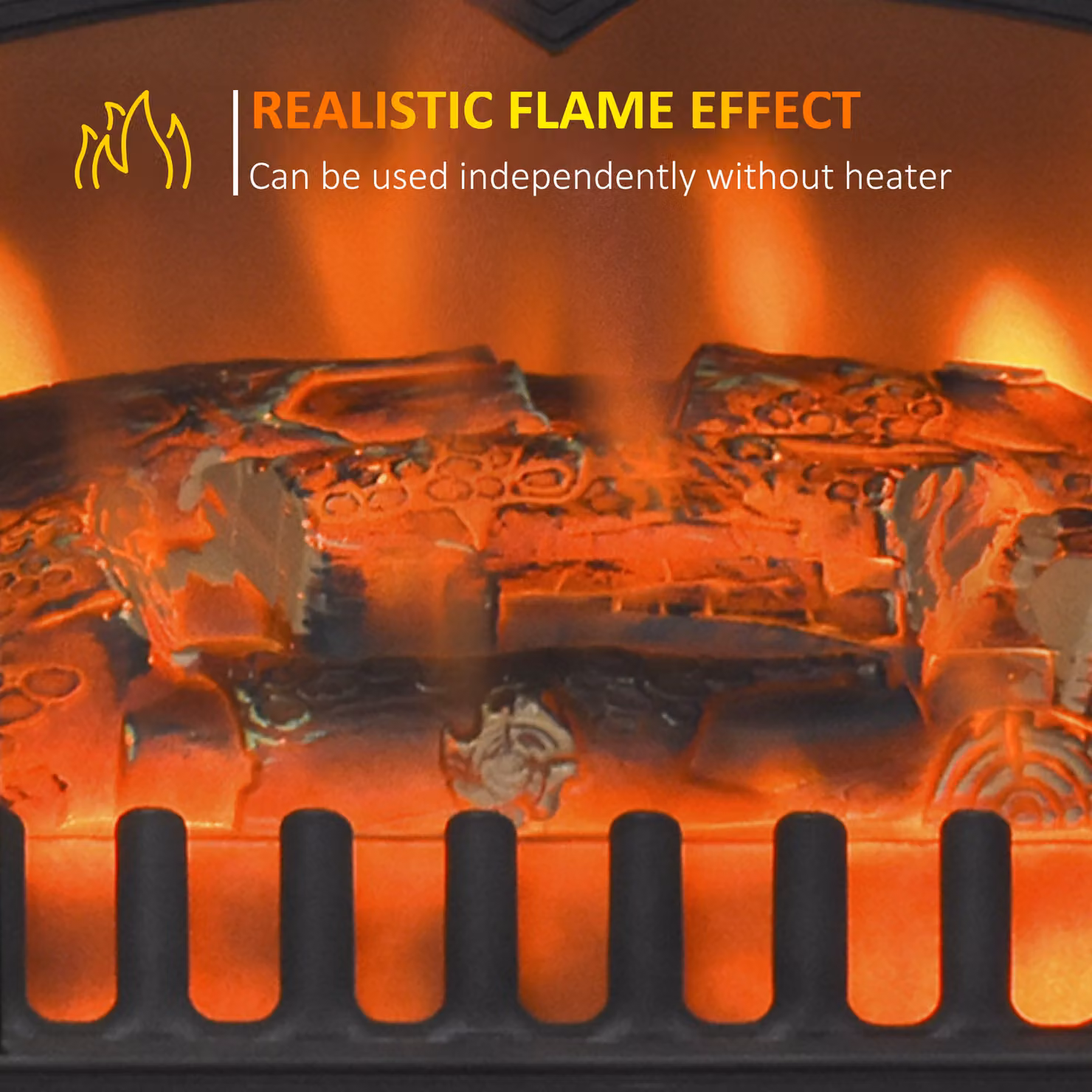 HOMCOM Electric Fireplace Heater with Log Burning Flame Effect in Black – 5
