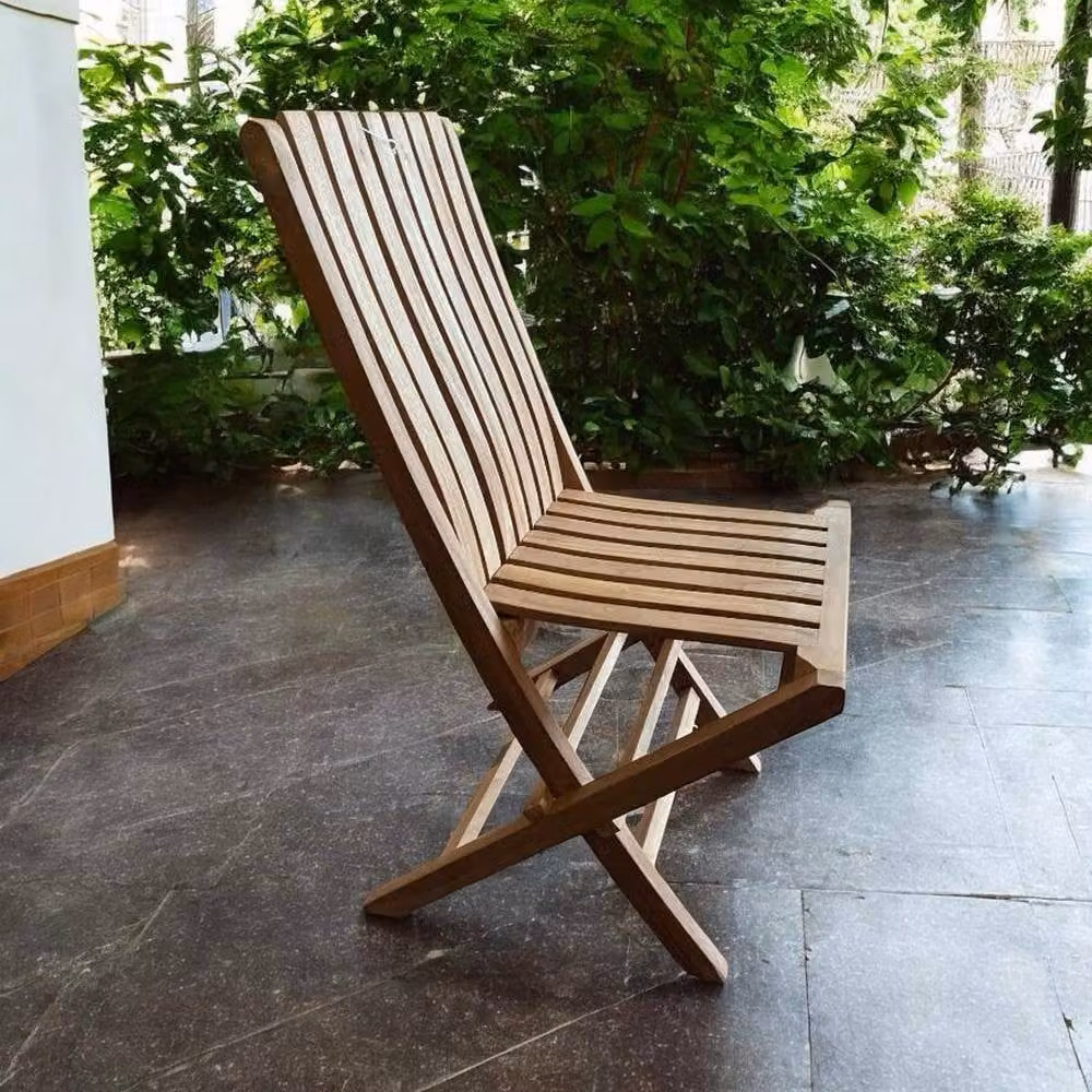 Minster Miami Garden Folding Chair in Brown Teak, W/D/H: 47 x 37 x 95 cm – 4