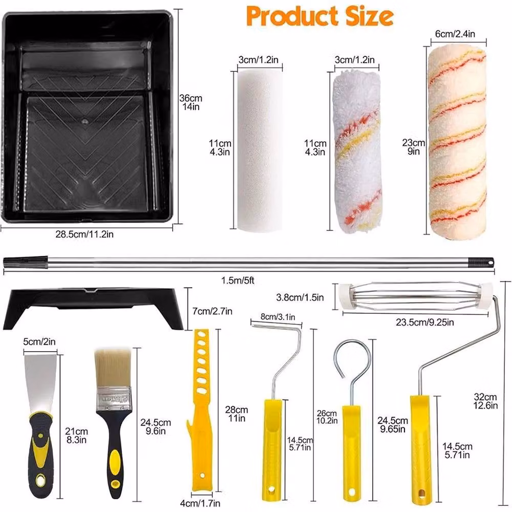 PAWNORA 14-Piece Yellow Paint Roller Set with Stainless Steel Frames – 2