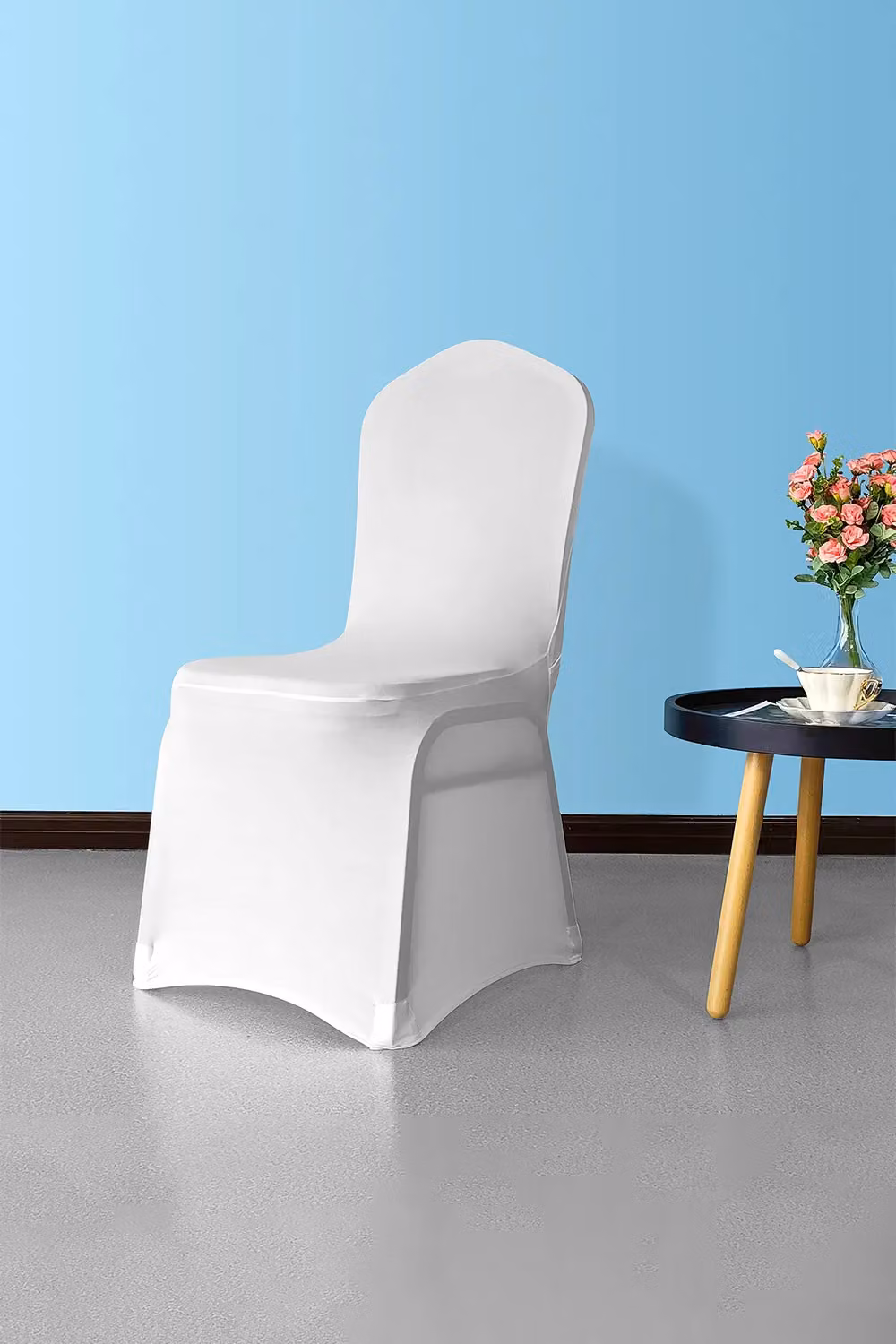 Neel Blue 10-Piece Spandex Dining Chair Slipcovers with Chair Band in White and Blue – 2