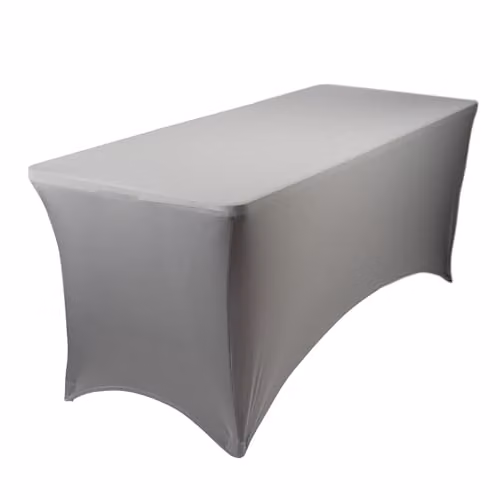 Harbour Housewares Rectangular Spandex Fitted Tablecloth in Grey, 180cm