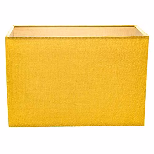 Happy Homewares Modern Rectangular Linen Fabric Lamp Shade in Yellow, Length: 29 cm