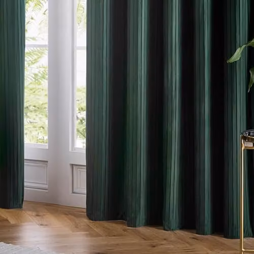 Paoletti Corinthian Velvet Eyelet Curtain Pair in Green, W: 168 cm, H: 137 cm – 5