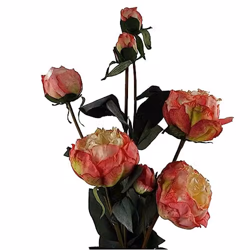 Leaf Design Pink Peony Artificial Textile Flowers – 2