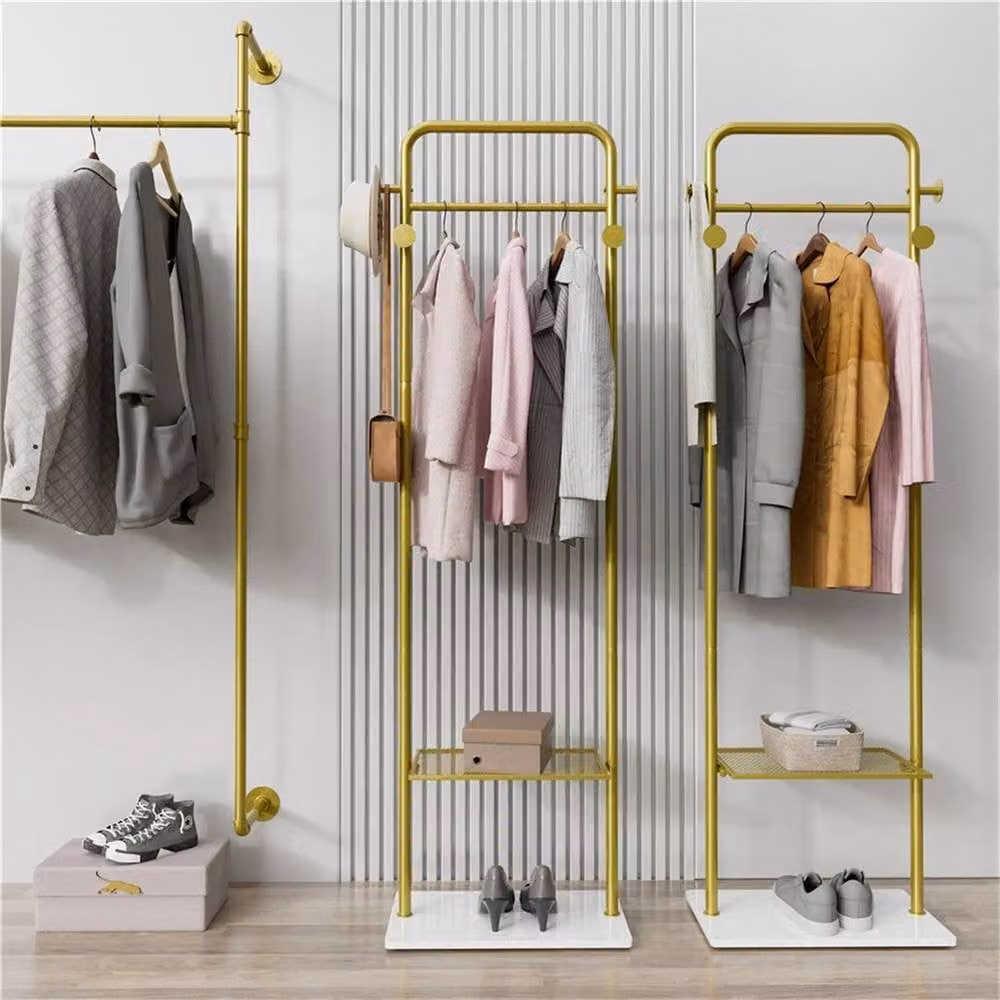 FORGEVIO Gold Corner Clothes Rack and Coat Stand with Marble Base – 2