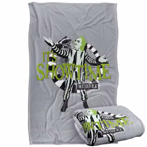 LOGOVISION Beetlejuice Its Showtime Super Soft Silky Touch Fleece Throw Blanket, Multicolour, W: 91.44 cm x D: 91.44 cm x H: 147 cm