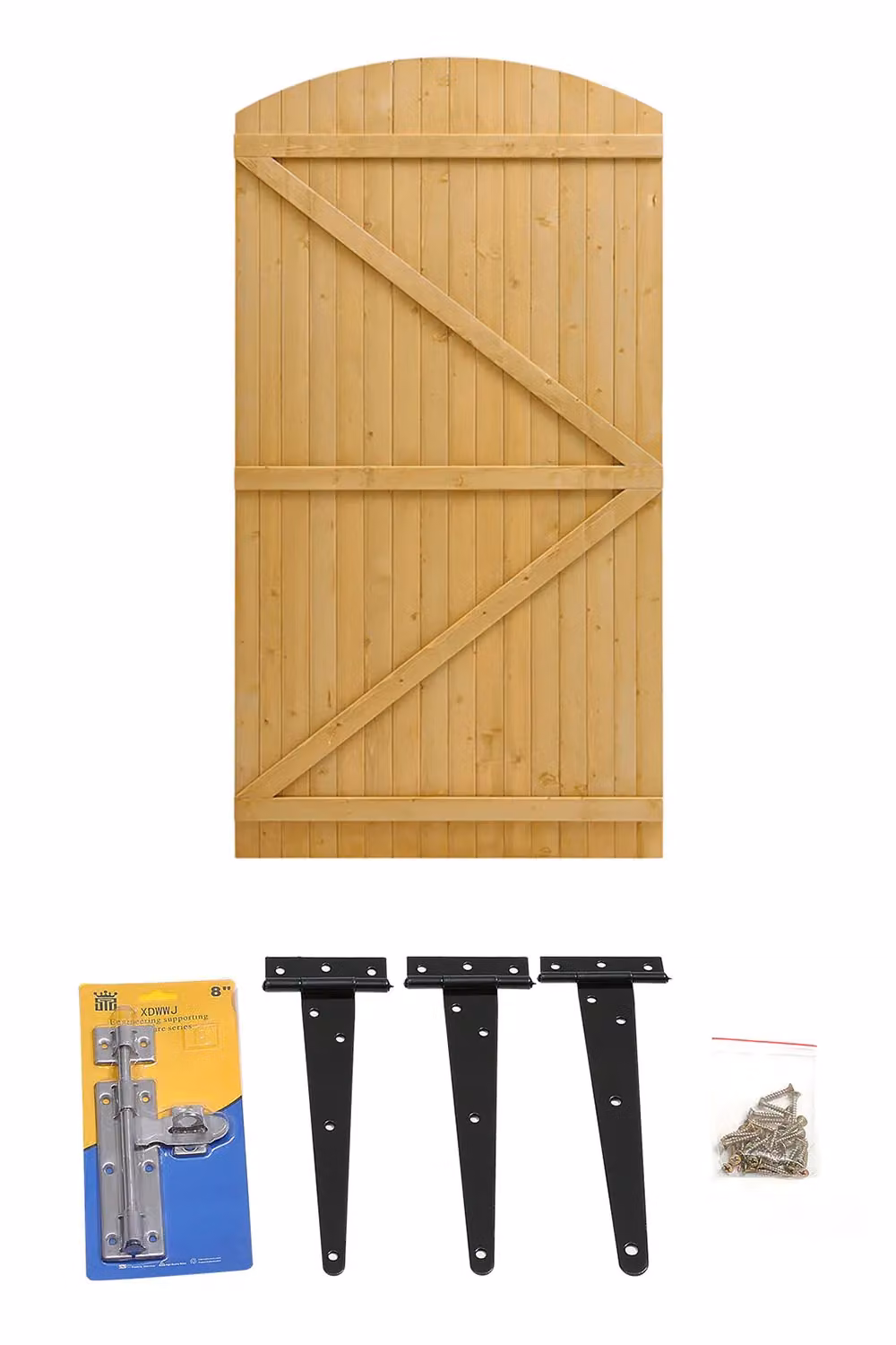 Living and Home Brown Wooden Arched Top Swing Garden Gate, W: 105 cm, H: 180 cm – 4