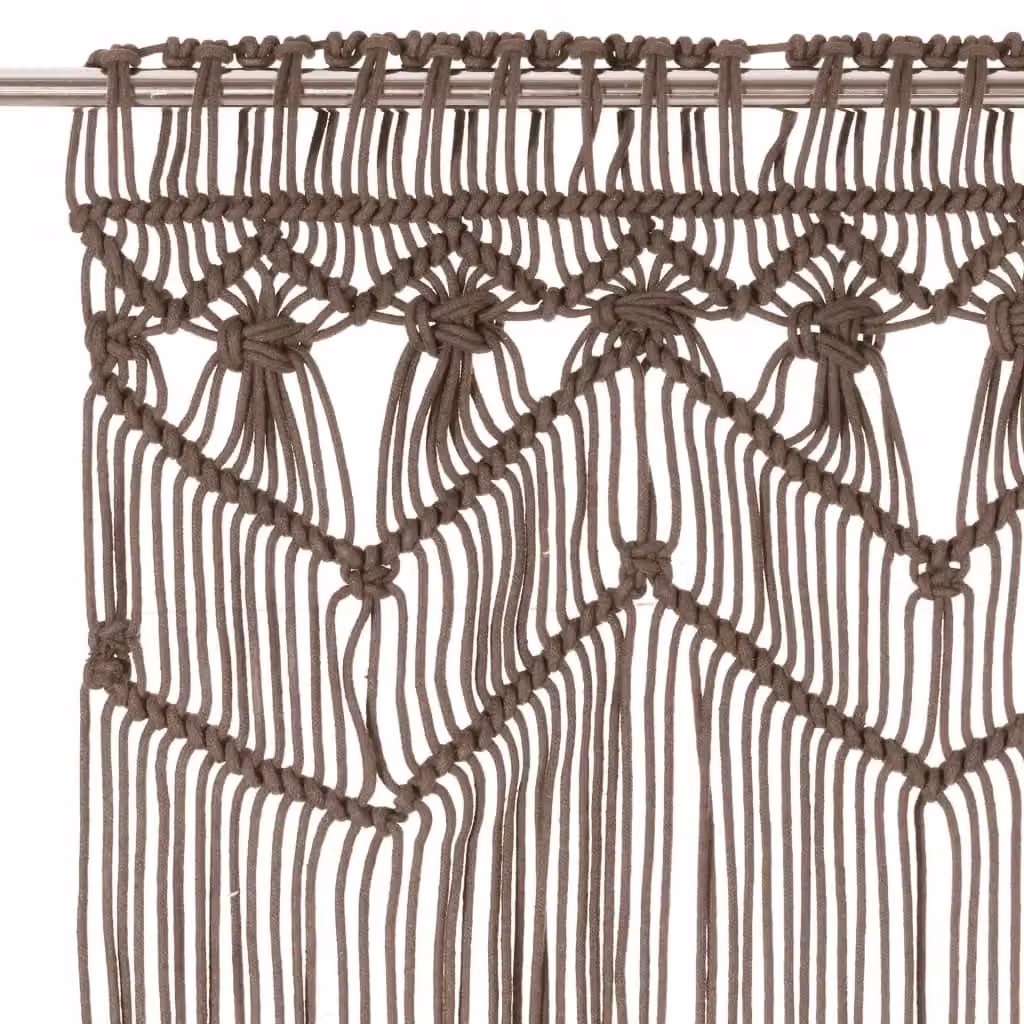 Berkfield Home Macrame Curtain in Taupe, W: 140 cm, H: 240 cm – 2
