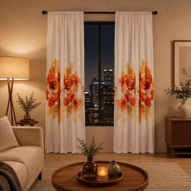 Smart Living Grace Floral Curtains Pair with Tie Backs, Multicolour, Width: 167 cm, Drop: 183 cm – 1