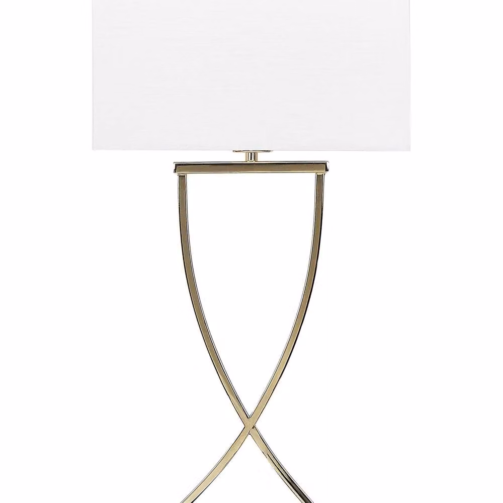 Wyld and Coco Gold Metal Table Lamp with White Rectangular Fabric Shade, Height: 62 cm – 2