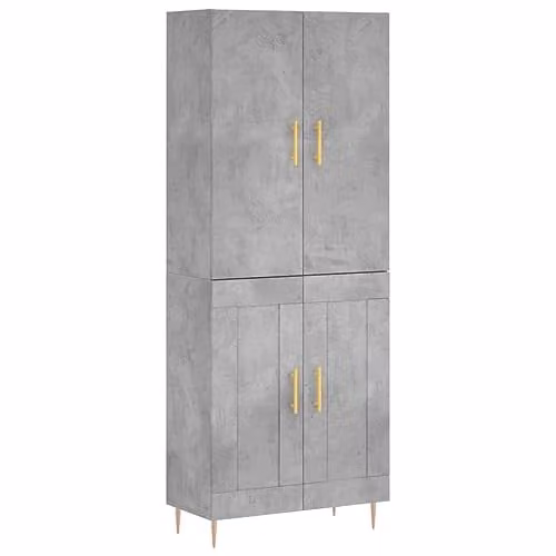vidaXL Modern Highboard in Concrete Grey with Hinged Doors, W/D/H: 69.5 x 34 x 180 cm – 1