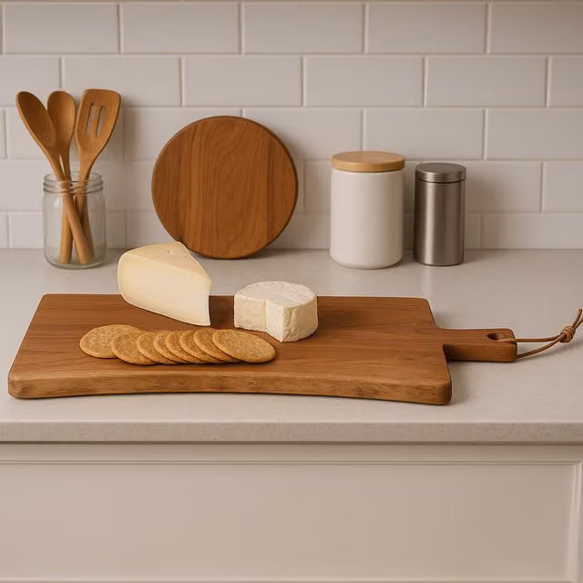 Orsina Socorro Brown Solid Wood Rectangular Paddle Chopping and Serving Board – 1