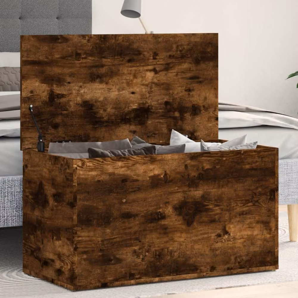 Berkfield Home Smoked Oak Storage Chest in Brown, W/D/H: 84 x 42 x 46 cm – 2
