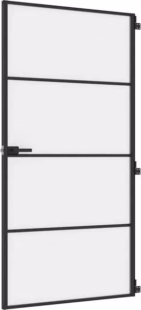 Berkfield Home Slim Interior Door in Black with Tempered Glass and Aluminium, W: 102.5 cm, H: 201.5 cm – 1