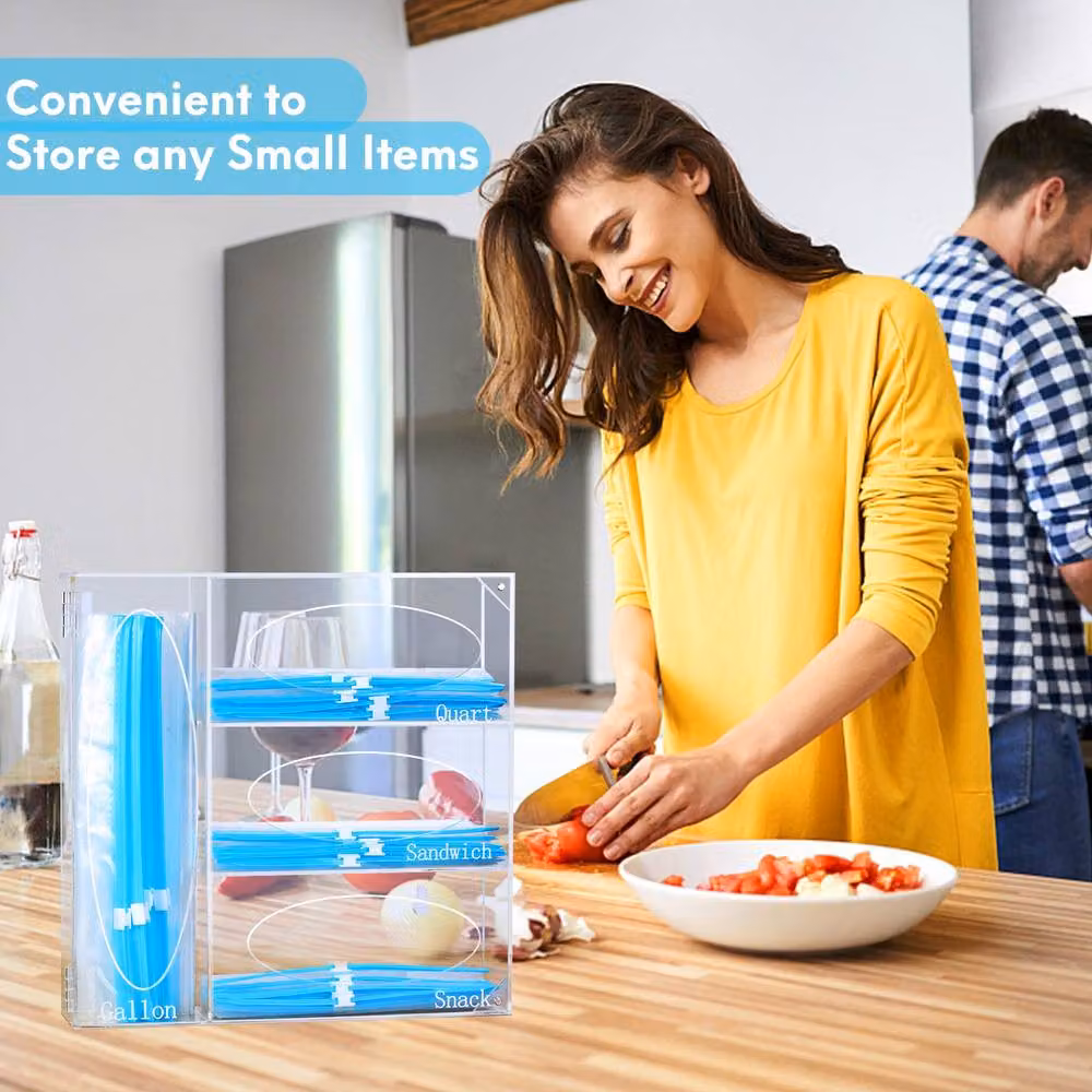 Xample Wall Mounted Transparent Plastic Kitchen Dispenser and Bag Holder Storage Organiser – 3