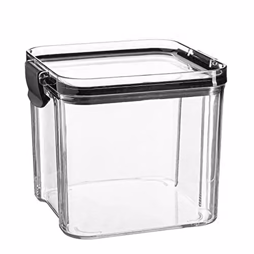 Argon Tableware Black Airtight Food Storage Container, 0.7 l, Leakproof and Stackable Plastic Meal Prep Container with Clip-Lock Lid
