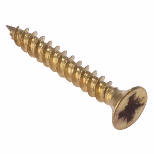 Forgefix Gold Pozi Chipboard Self-Countersinking Screws, 19.05 mm x 5.5 mm