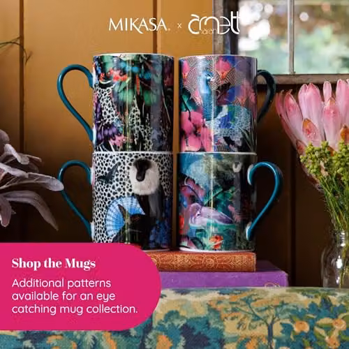 Mikasa Sarah Arnett Porcelain Mug, 350ml, Multicolour Peacock Print – 4