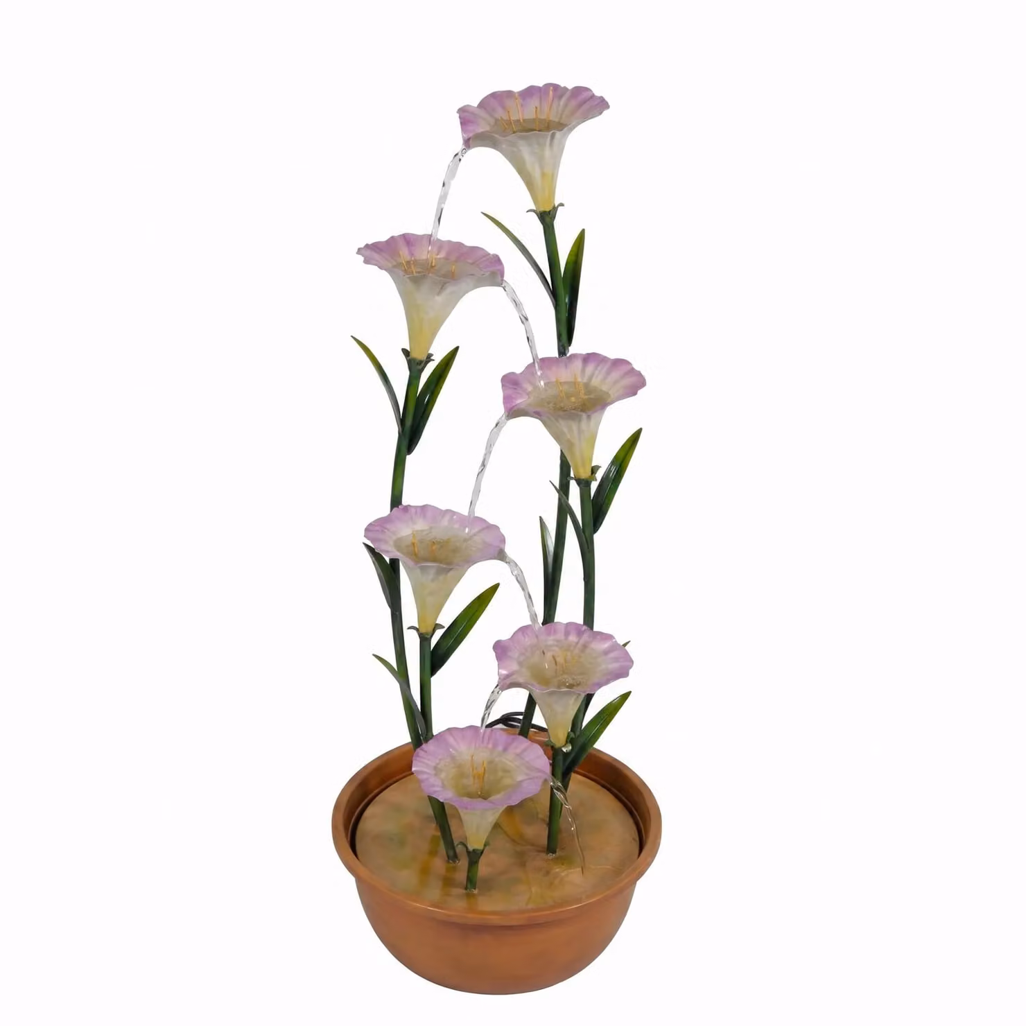 Primrose Pink Lily Tiered Cascading Outdoor Garden Water Feature in Galvanised Steel – 2