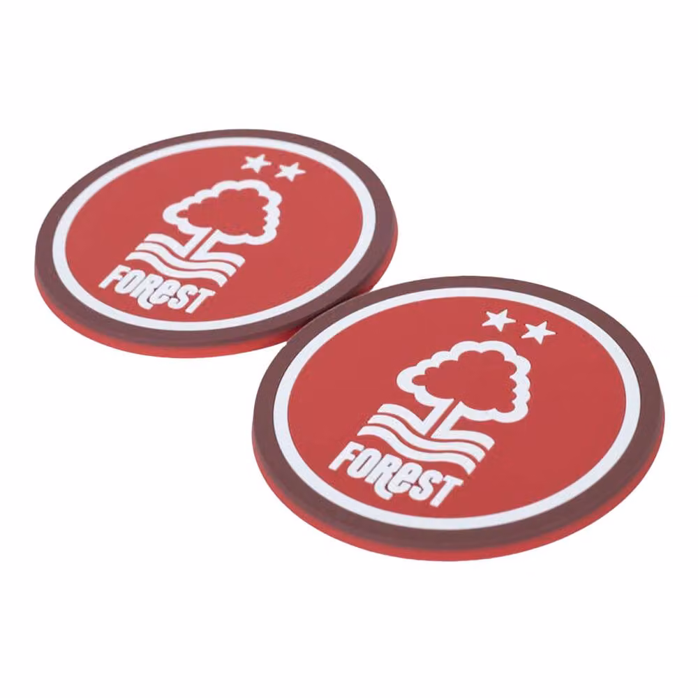 Nottingham Forest FC Non-Slip Silicone Coaster Set, Pack of 2, Red and White – 2