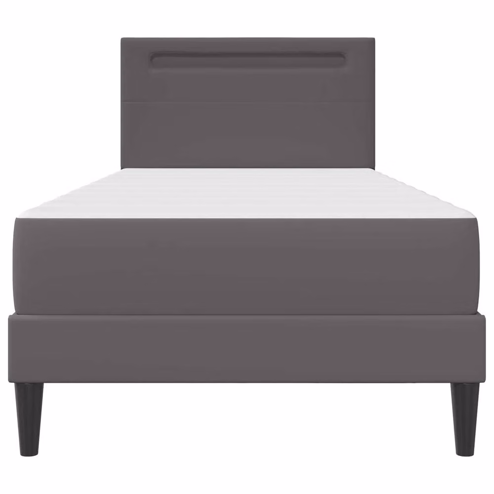 Berkfield Home Upholstered Grey Faux Leather Bed Frame with Under-Bed LED Strip Lights, W/D/H: 90 x 190 cm – 4