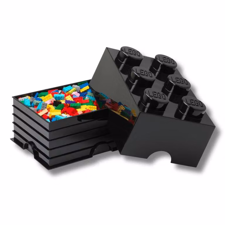 LEGO Stackable Brick Storage Boxes, 6 Pack, Black