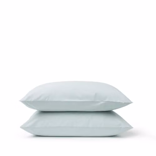 Christy Set of 2 Organic Cotton Percale King Pillowcases in Duck Egg Green/Blue – 2