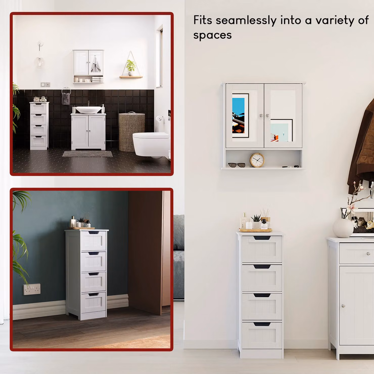 Home Discount Vida Priano 4 Drawer Freestanding Bathroom Storage Unit in White – 3