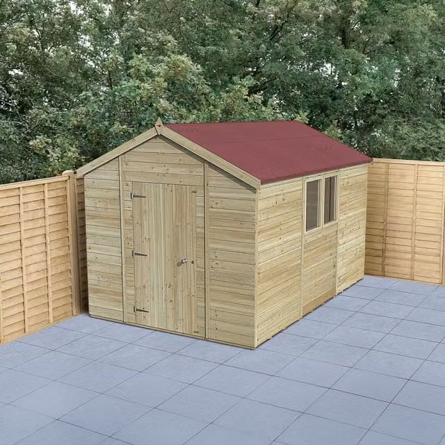 Forest Garden Timberdale T&G Pressure Treated Apex Window Shed in Brown