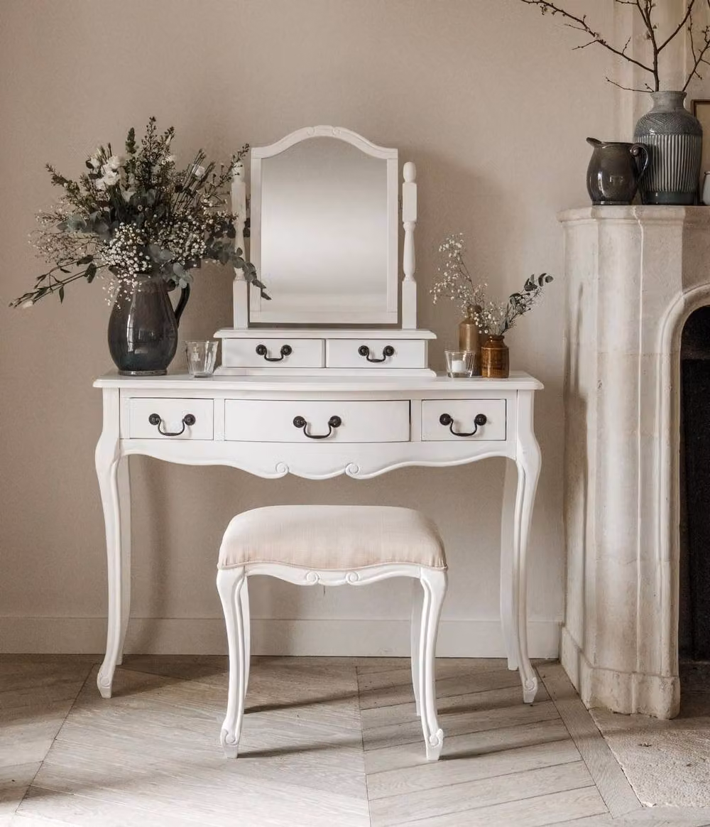 Statement Furniture Juliette Trinket Dressing Table Mirror with 2 Drawers in White, W/D/H: 64 x 56 x 15 cm – 2