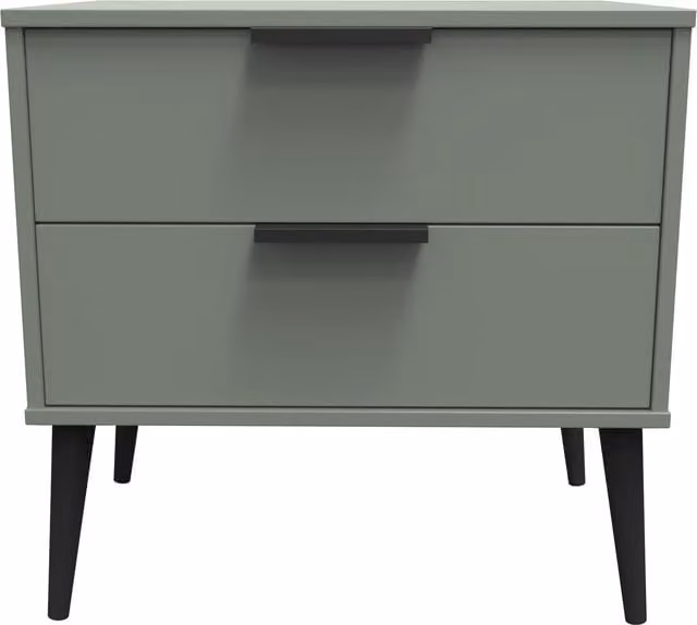 Ready Assembled 2 U Fuji 2 Drawer Side Table in Pale Green