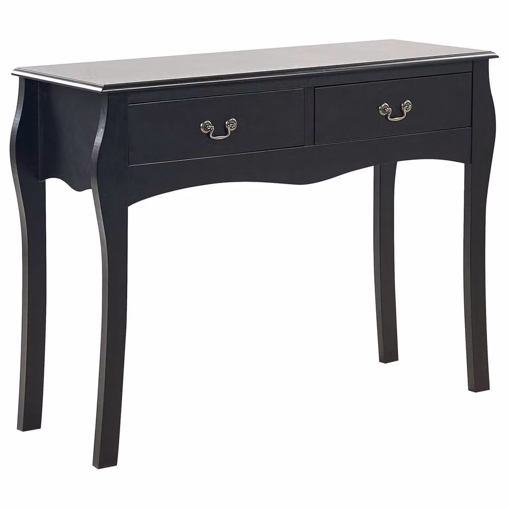 Wyld and Coco Black Vintage Console Table with Two Drawers, W: 100 cm, D: 35 cm, H: 75 cm – 2
