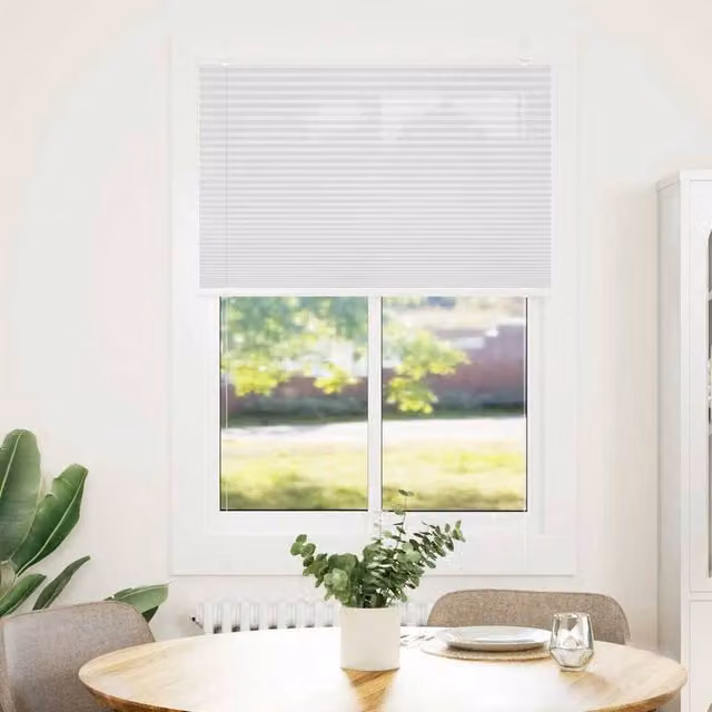 Berkfield Home White Single Pleat Polyester Blind, W: 94.4 cm, H: 100 cm