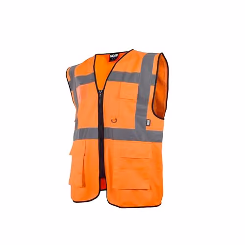 Scan Hi-Vis Class 2 Utility Vest Waistcoat in Orange, Size XL, EN ISO 20471 Compliant