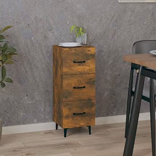 vidaXL Sideboard in Smoked Oak Brown, Engineered Wood, W/D/H: 34.5 x 34.0 x 90.0 cm – 2