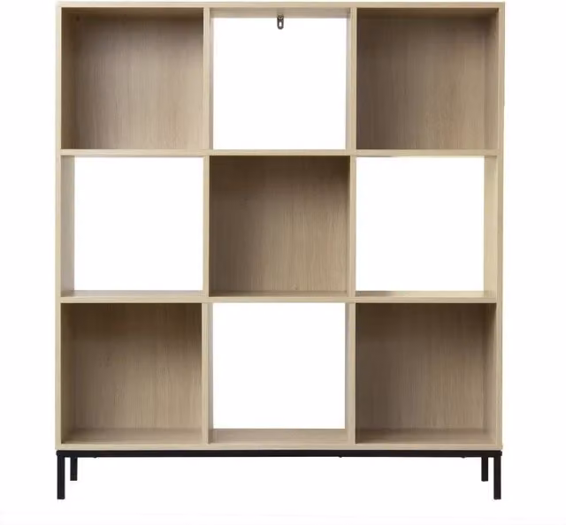 CALICOSY 9-Compartment Cube Storage Shelf with Metal Legs in Light Brown – 1