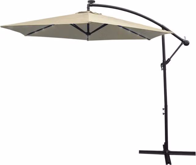 Monster Shop 3m LED Cantilever Banana Parasol in Cream