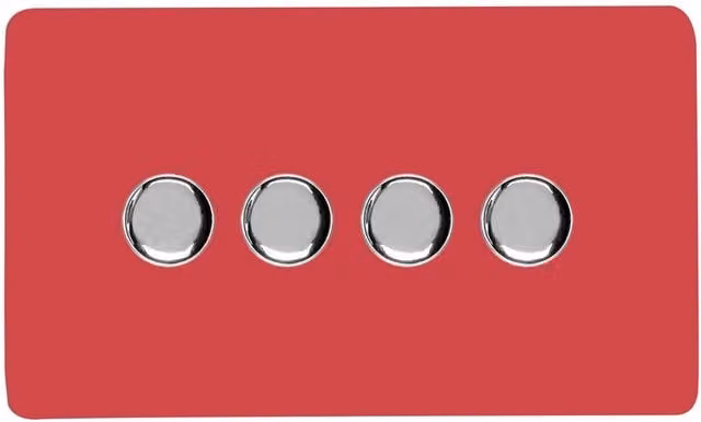 Trendi Switch 4 Gang 1 or 2 Way 150w Rotary LED Dimmer Light Switch in Red – 1