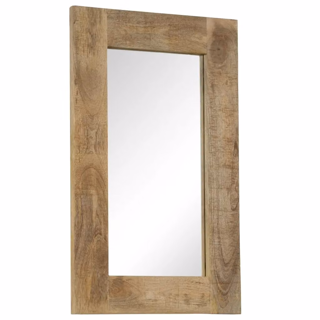 Berkfield Home Rectangular Solid Mango Wood Wall Mirror in Brown, W: 80 cm, H: 50 cm – 2