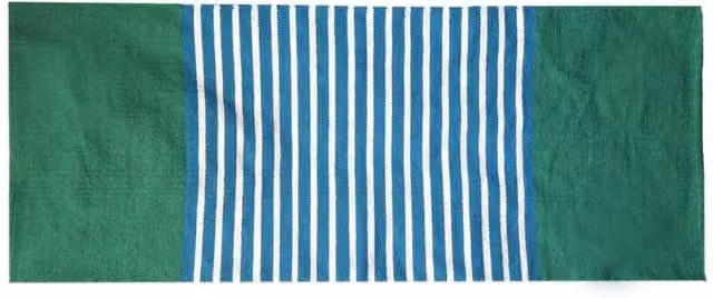 KDMD Handcrafted Indian Cotton Ethnic Striped Rug in Green and Blue, W/D/H: 70 x 170 cm – 1