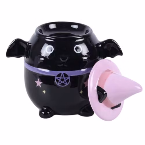 Something Different Wholesale Bat Cat Ceramic Oil Burner in Black and Purple – 3