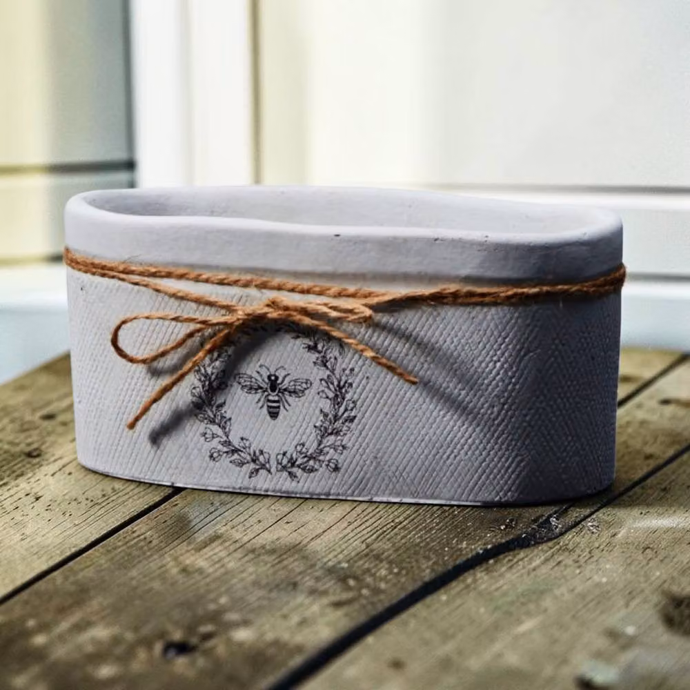 Four Candle White Bee Ceramic Trough Planter, W: 20 cm, D: 9.5 cm – 2