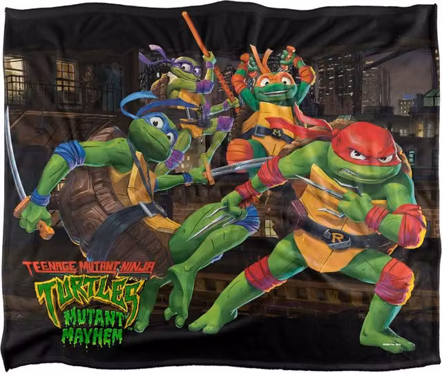 LOGOVISION Teenage Mutant Ninja Turtles Mutant Mayhem Nightly Rooftop Escapade Super Soft Fleece Throw Blanket, White, W/D/H: 152 x 127 cm – 5