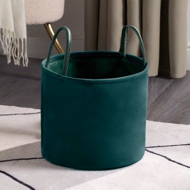 OHS Solid Green Fabric Storage Basket