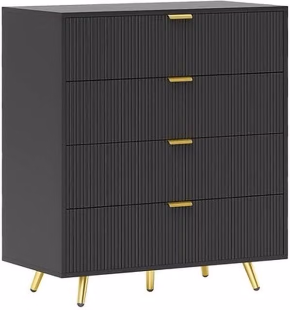 NESTLUNE Modern Black Chest of Drawers with 4 Drawers for your Bedroom, Width: 100 cm, Depth: 15 cm – 1