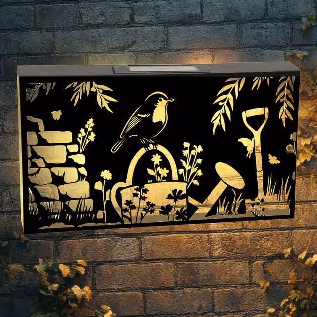 Betley Butterfly Solar LED Wall Panel Garden Decor in Black