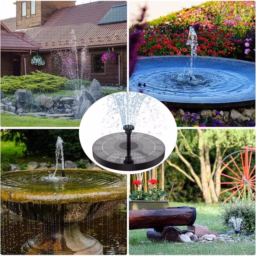 FLAVORA 2.5W Floating Solar Fountain and Pond Pump with 6 Nozzles in Black, W/D: 100 x 100 cm – 4