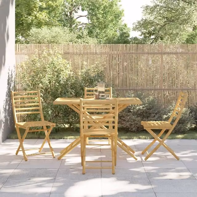 Berkfield Home 5 Piece Bamboo Garden Dining Set in Brown